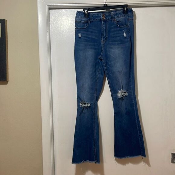 Vanilla star high-rise, slim flare, size 13, distressed - Picture 1 of 9
